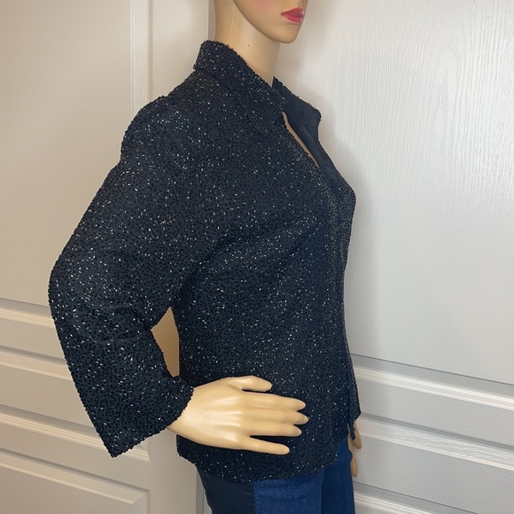 JKara New York Black Beaded Jacket/Top Size L - Picture 5 of 11